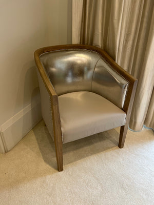 Tub Chair, reupholstered with leather seat