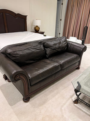 Bernhardt Brown Leather Sofa (*condition noted)