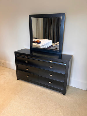 Black 8 Drawer Dresser with Mirror