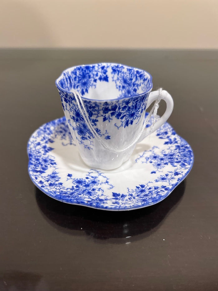 Blue Flowers Braided Flat Demitasse Cup & Saucer Set by Royal