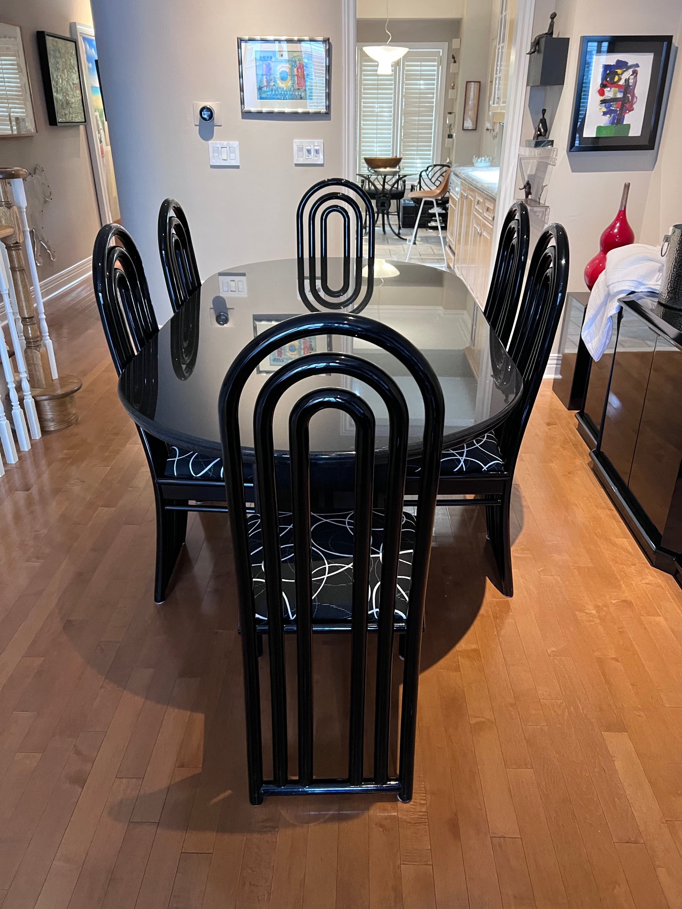 Italian black lacquer dining best sale room chairs