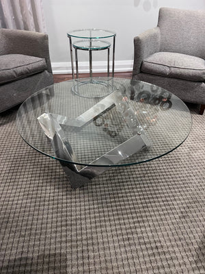 ELTE Chrome/Glass Round Como Cocktail Table (*retail $895)