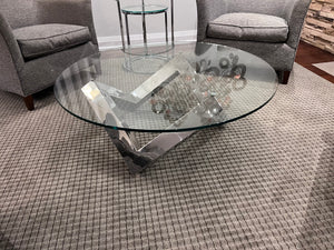 ELTE Chrome/Glass Round Como Cocktail Table (*retail $895)