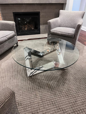 ELTE Chrome/Glass Round Como Cocktail Table (*retail $895)