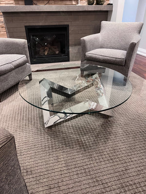 ELTE Chrome/Glass Round Como Cocktail Table (*retail $895)