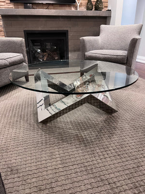 ELTE Chrome/Glass Round Como Cocktail Table (*retail $895)