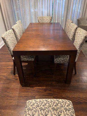 Parson Dining Table in Walnut + 8 Chairs from Cabinet Furniture (*retail $5,500+)