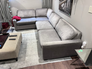 Custom Made Grey Fabric Sectional Sofa