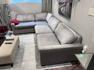 Custom Made Grey Fabric Sectional Sofa