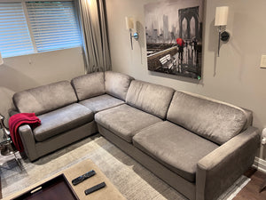 Custom Made Grey Fabric Sectional Sofa