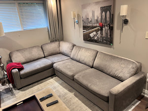 Custom Made Grey Fabric Sectional Sofa