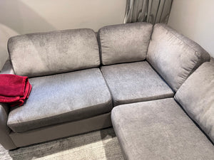 Custom Made Grey Fabric Sectional Sofa