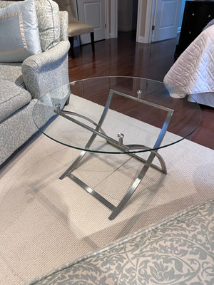 Chrome & Glass Round Swing Accent Table