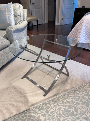 Chrome & Glass Round Swing Accent Table