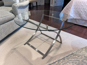 Chrome & Glass Round Swing Accent Table