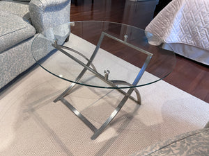 Chrome & Glass Round Swing Accent Table