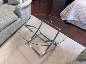 Chrome & Glass Round Swing Accent Table