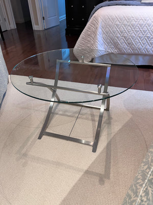 Chrome & Glass Round Swing Accent Table