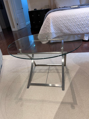 Chrome & Glass Round Swing Accent Table