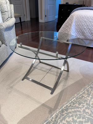 Chrome & Glass Round Swing Accent Table