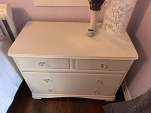 Pair of White Large Nightstands with 4 Drawers