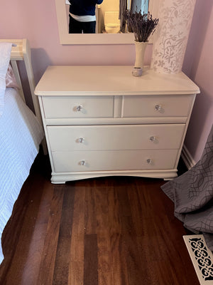 Pair of White Large Nightstands with 4 Drawers