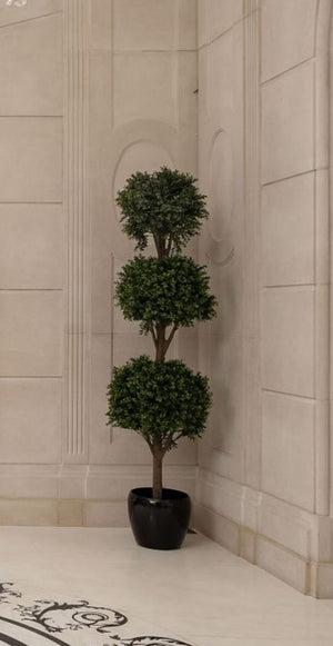 Boxwood Triple Ball Faux Tree with Black Ceramic Planter # 2   (*sold individually)