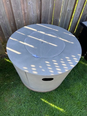 Concrete-Look- Grey Round Steel Propane Gas Fire Table (*retail price $900)