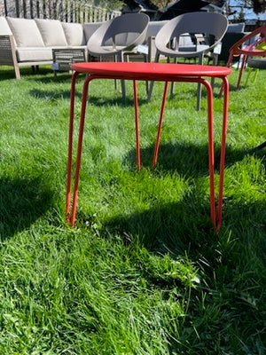 Round Red Steel Side Table
