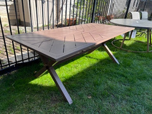 Rectangular Steel Slatted Dining Table.