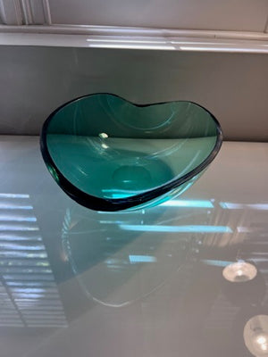 Orrefors green glass Leaf Shaped bowl by edward hald