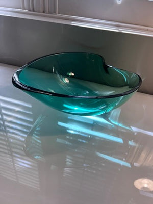 Orrefors green glass Leaf Shaped bowl by edward hald