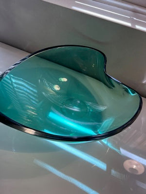 Orrefors green glass Leaf Shaped bowl by edward hald