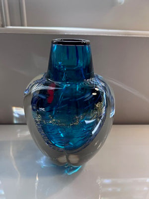 Blue Art Glass Vase by Toan Klein, Canadian Artist