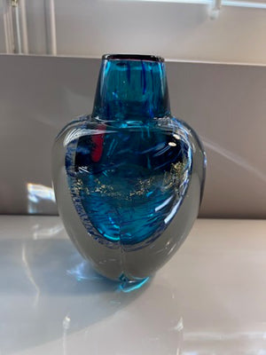 Blue Art Glass Vase by Toan Klein, Canadian Artist