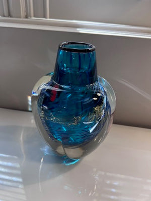 Blue Art Glass Vase by Toan Klein, Canadian Artist