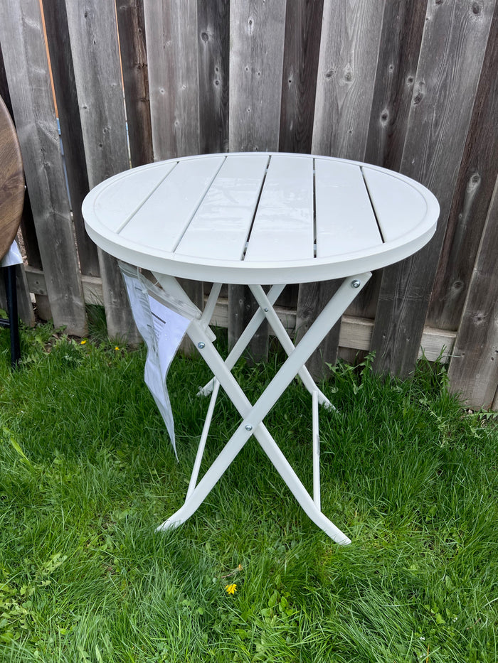 Round White Steel Folding Bistro Table (*retail $159)