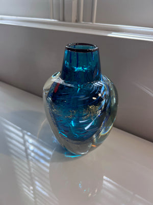 Blue Art Glass Vase by Toan Klein, Canadian Artist