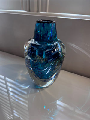 Blue Art Glass Vase by Toan Klein, Canadian Artist