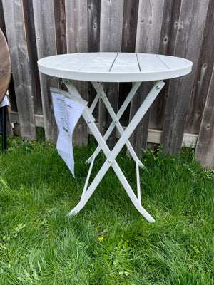 Round White Steel Folding Bistro Table (*retail $159)