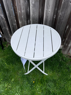 Round White Steel Folding Bistro Table (*retail $159)