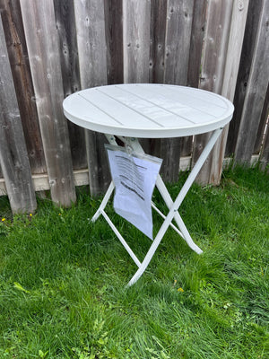 Round White Steel Folding Bistro Table (*retail $159)