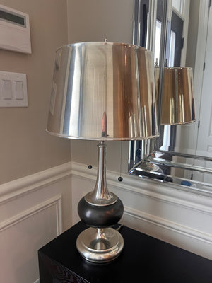 Pair of Silver Metal Shade Table Lamps