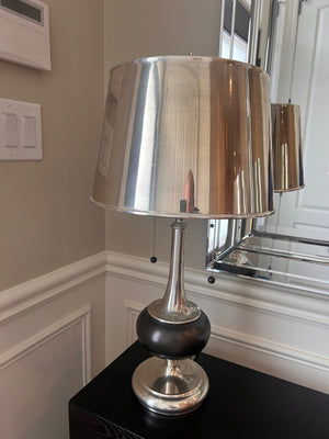 Pair of Silver Metal Shade Table Lamps