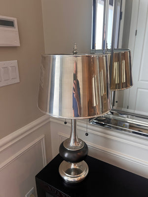 Pair of Silver Metal Shade Table Lamps