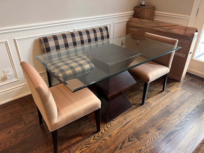 Glass Top Dining Table + 2 Silva Chairs + Banquette