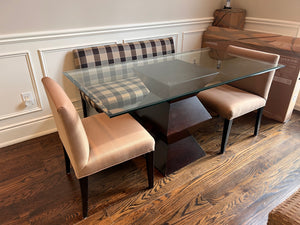 Glass Top Dining Table + 2 Silva Chairs + Banquette