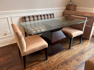 Glass Top Dining Table + 2 Silva Chairs + Banquette