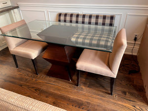 Glass Top Dining Table + 2 Silva Chairs + Banquette