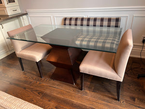 Glass Top Dining Table + 2 Silva Chairs + Banquette